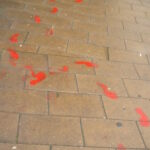 Red Foot Prints on the Pavement, Totnes